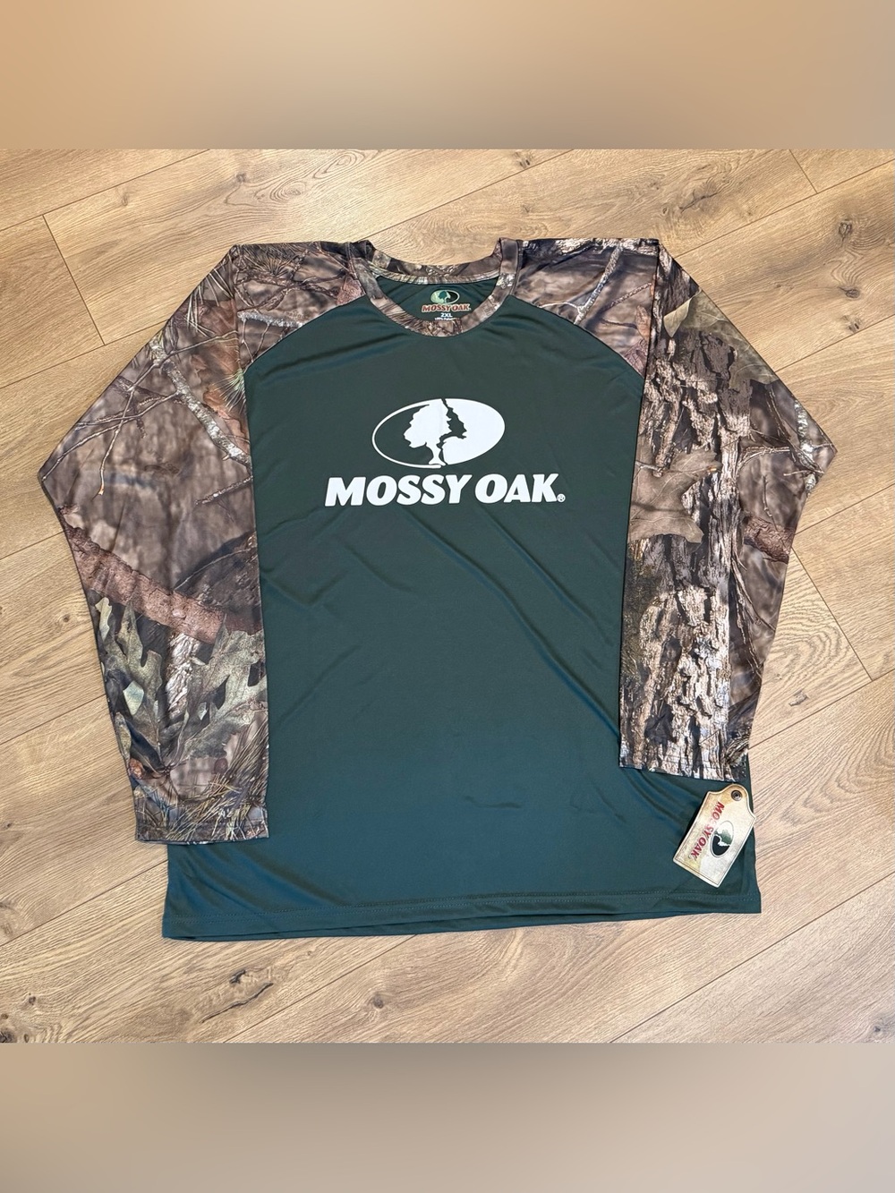 Mossy Oak Men’s Green Brown Camo Long Sleeve Polyester Shirt Size 2XL